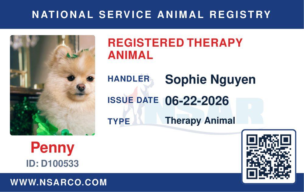 Therapy Animal ID Cards