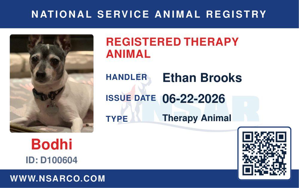 Therapy Animal ID Cards with Registration